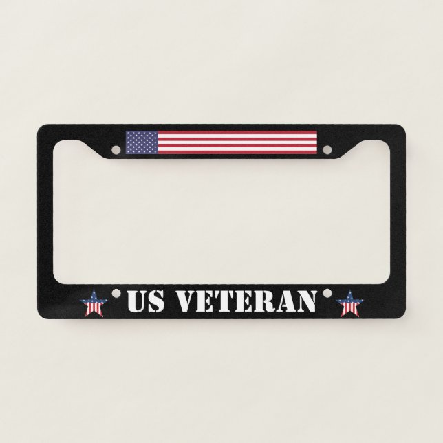 US Veteran License Plate Frame Patriotic Gift (Front)