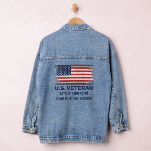 US Veteran Personalized Patriotic American Flag  Denim Jacket