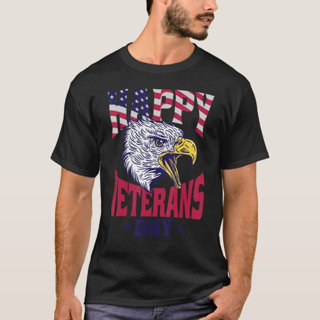 US Veterans Proud Happy Veterans Day T-Shirt (Front)