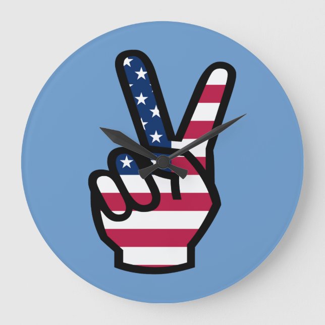 US Victory Sign Large Clock (Front)