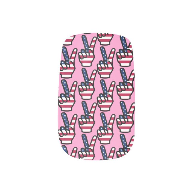 US Victory Sign Minx Nail Art (Right Thumb)