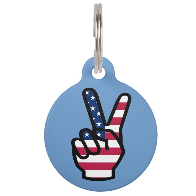 US Victory Sign Pet ID Tag (Front)