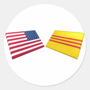 US & Vietnam Flags (South Vietnam) Classic Round Sticker