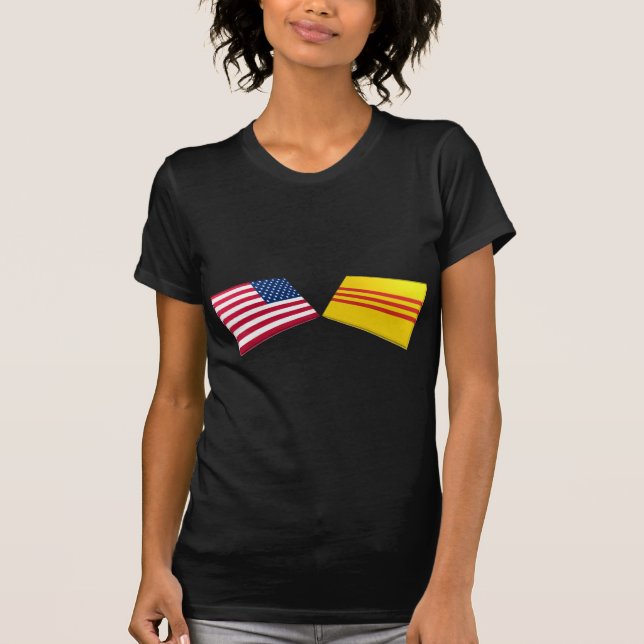 US & Vietnam Flags (South Vietnam) T-Shirt (Front)