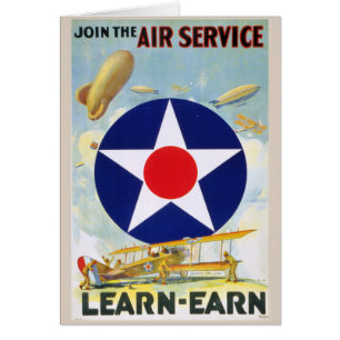 US Vintage Join The Air Service Learn-Earn Canvas Cards
