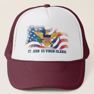 US Virgin Islands American Flags St. John USVI Trucker Hat