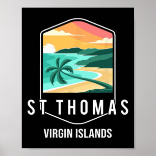 Us Virgin Islands Beach Sunset Palm Tree St Thomas Poster