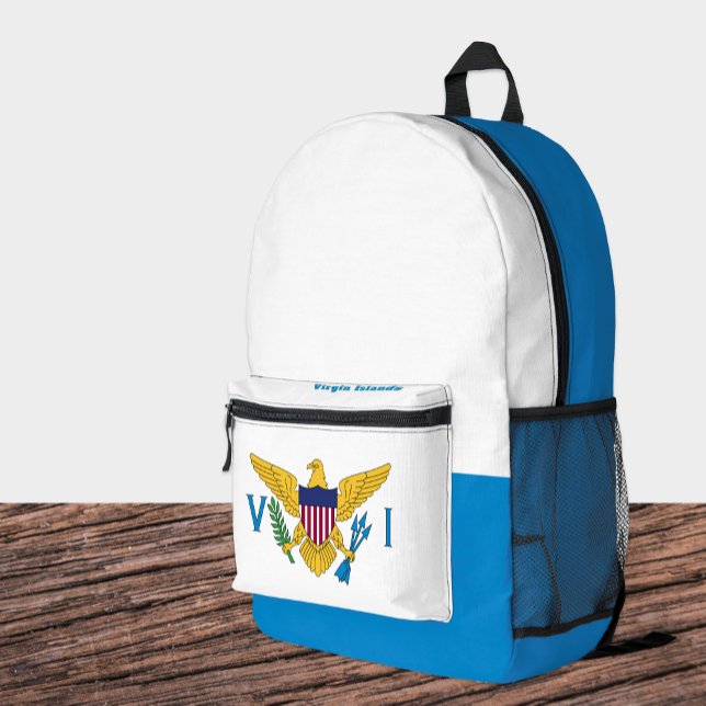 US Virgin Islands Flag Backpack, USA, VI Bag, Printed Backpack (Virgin Islands Backpack / Patriotic, flag styling)