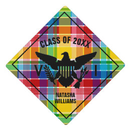 US Virgin Islands Flag (Black), Madras Graduation Cap Topper