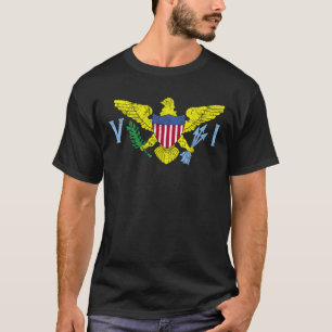 US Virgin Islands Flag Caribbean Distressed Hoodie T-Shirt