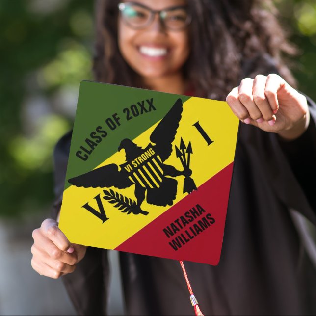 US Virgin Islands Flag, Class of, Green Yellow Red Graduation Cap Topper (Creator Uploaded)