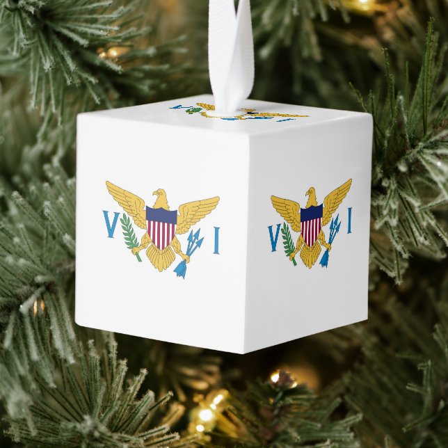 US Virgin Islands flag Cube Ornament (Tree)