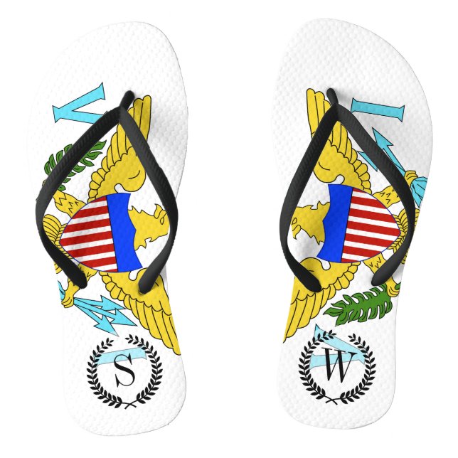 US Virgin Islands flag Flip Flops (Footbed)