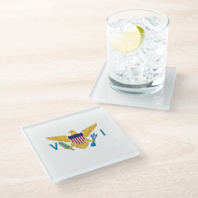 US Virgin Islands flag Glass Coaster (Angled)