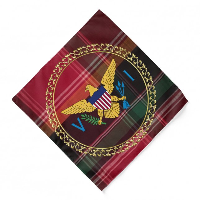 US Virgin Islands Flag Madras Caribbean Gold  Bandana (Front)