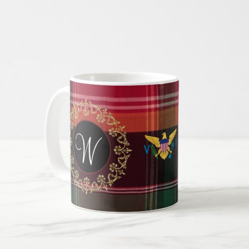 US Virgin Islands Flag Madras Pattern Personalize Coffee Mug