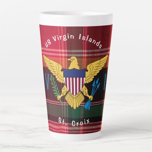 US Virgin Islands Flag Madras Pattern St Croix  Latte Mug