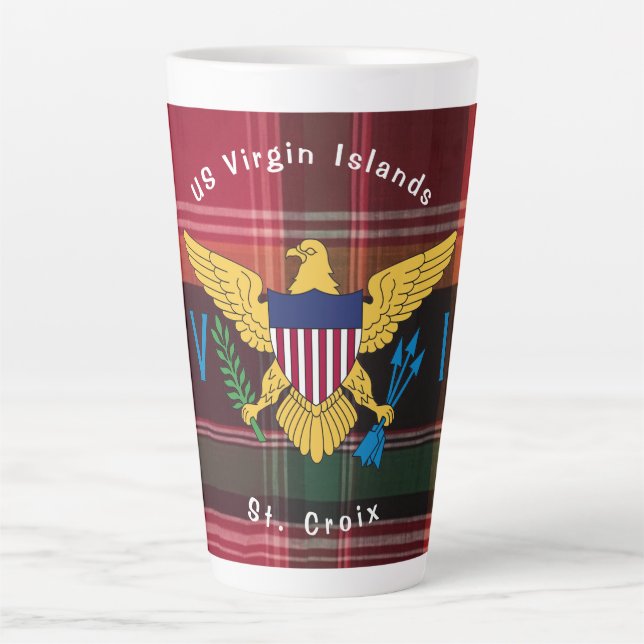 US Virgin Islands Flag Madras Pattern St. Croix  Latte Mug (Front)