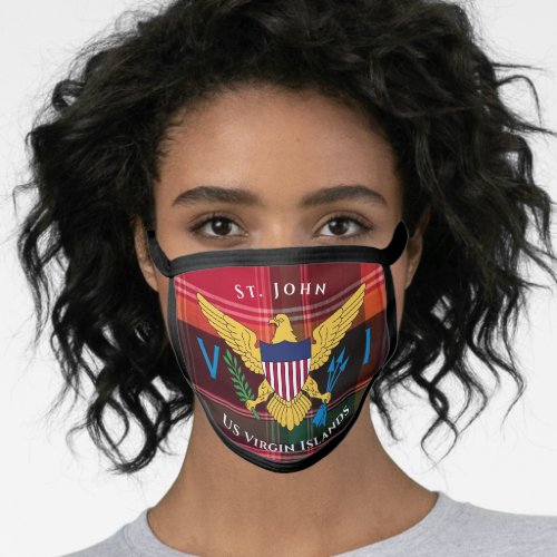 US Virgin Islands Flag Madras St John  USVI Face Mask