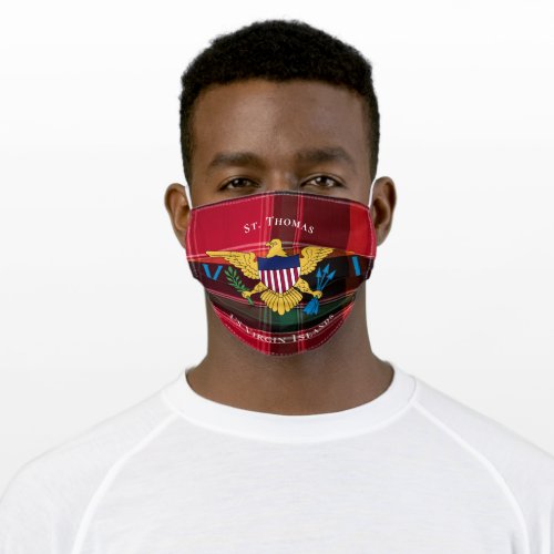 US Virgin Islands Flag Madras St Thomas  USVI Adult Cloth Face Mask
