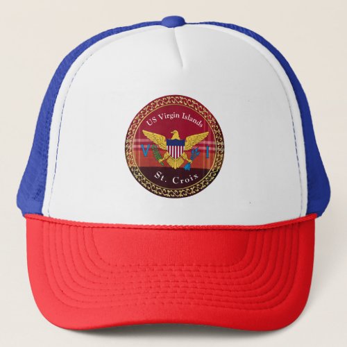 US Virgin Islands Flag  Madras Tropical Trucker Hat