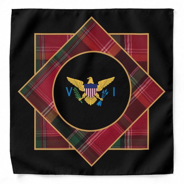 US Virgin Islands Flag Madras USVI Caribbean  Bandana (Front)