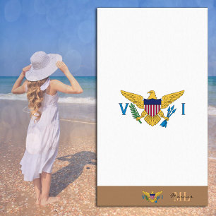 US Virgin Islands flag & monogrammed / beach towel