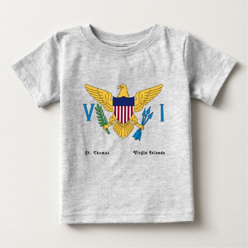 US Virgin Islands Flag Personalize Gray Baby T_Shirt