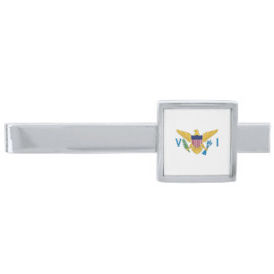 US Virgin Islands flag Silver Finish Tie Bar