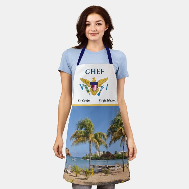 US Virgin Islands Flag St. Croix Beach Palms Photo Apron (Worn)