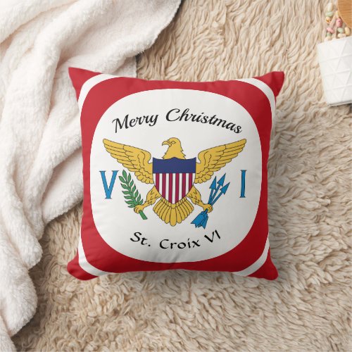 US Virgin Islands Flag St Croix Christmas Holiday Throw Pillow