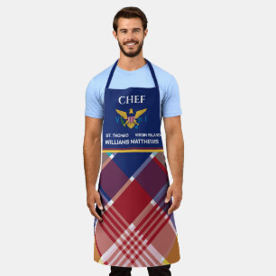 US Virgin Islands Flag St. Croix Madras Custom Apron
