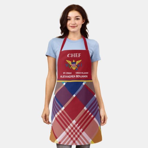 US Virgin Islands Flag St Croix Madras Custom  Apron