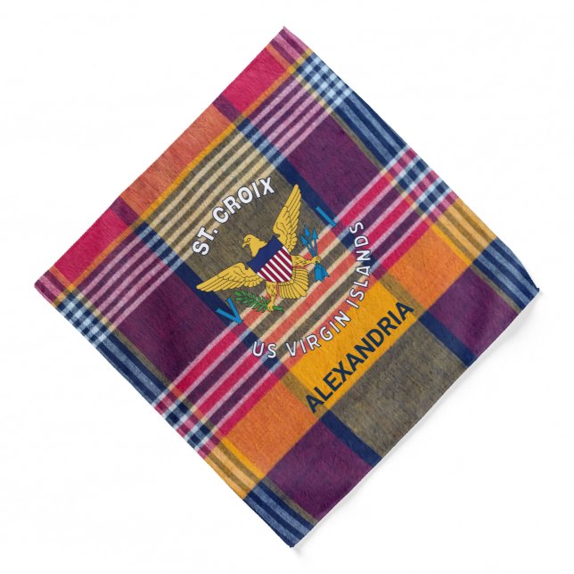 US Virgin Islands Flag St. Croix Madras Custom Bandana (Front)