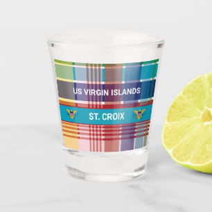 US Virgin Islands Flag St. Croix Madras Custom Shot Glass