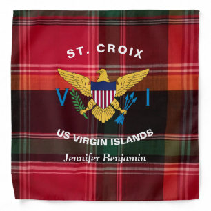 US Virgin Islands Flag St. Croix Madras Plaid Bandana