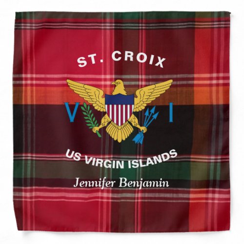 US Virgin Islands Flag St Croix Madras Plaid Bandana