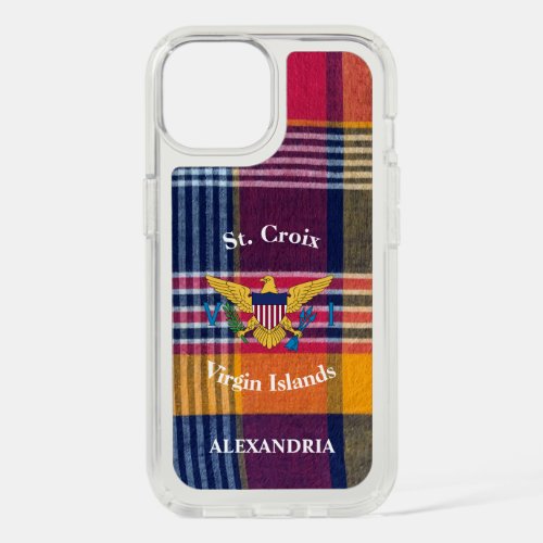 US Virgin Islands Flag St Croix Madras Plaid iPhone 15 Case