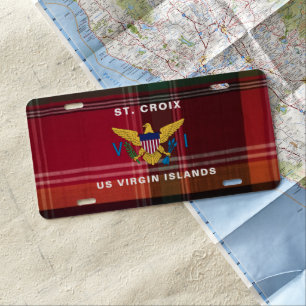 US Virgin Islands Flag St. Croix Madras Plaid USVI License Plate