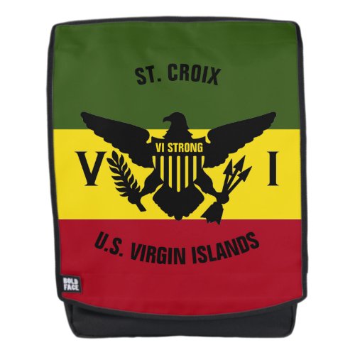 US Virgin Islands Flag St Croix Red Yellow Green Backpack