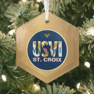 US Virgin Islands Flag St. Croix USVI Caribbean Glass Ornament