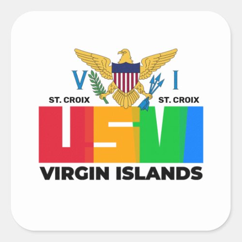 US Virgin Islands Flag St Croix USVI Caribbean Square Sticker