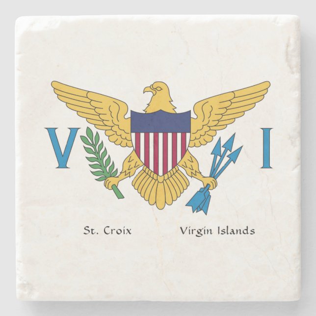 US Virgin Islands Flag St. Croix USVI Caribbean Stone Coaster (Front)