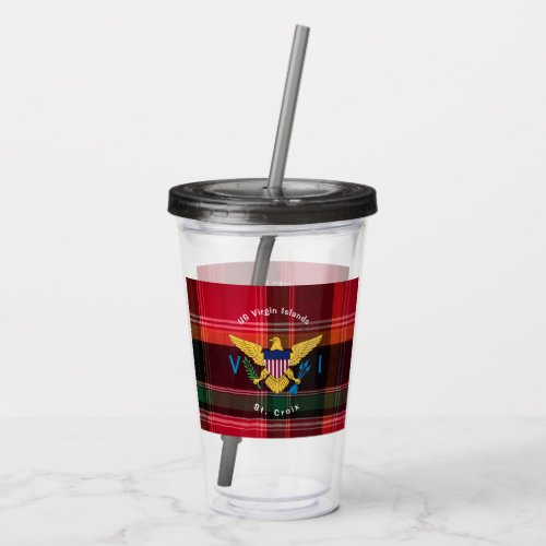 US Virgin Islands Flag St Croix USVI Madras  Acrylic Tumbler