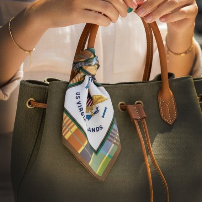 US Virgin Islands Flag St. Croix USVI Madras Bandana (US Virgin Islands Flag St. Croix USVI Madras Bandana make a head tie or fashionable tie on your bag )