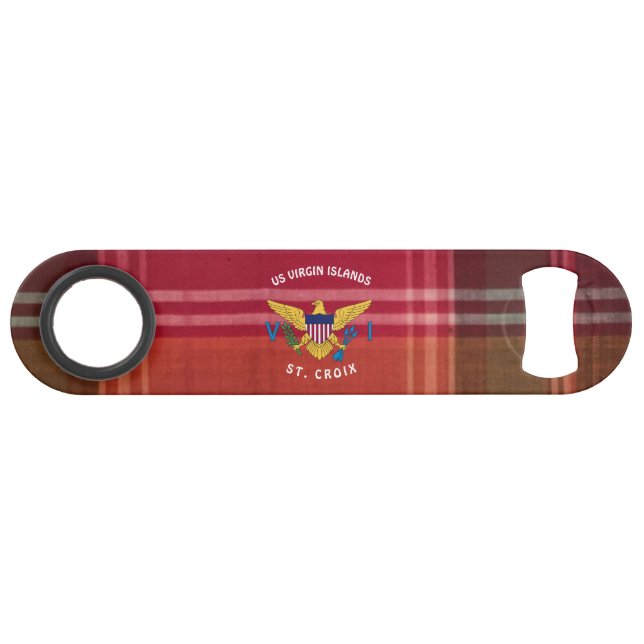 US Virgin Islands Flag St. Croix USVI Madras Bar Key (Back Horizontal)