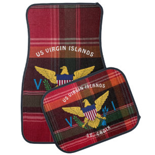 US Virgin Islands Flag St. Croix USVI Madras Car Floor Mat