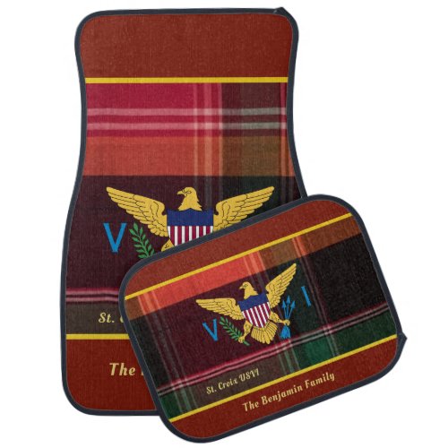 US Virgin Islands Flag St Croix USVI Madras  Car Floor Mat