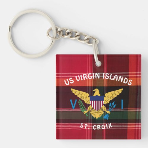 US Virgin Islands Flag St Croix USVI Madras Keychain