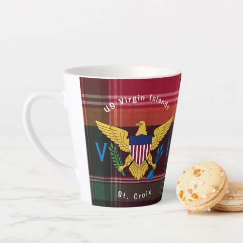 US Virgin Islands Flag St Croix USVI Madras Latte Mug